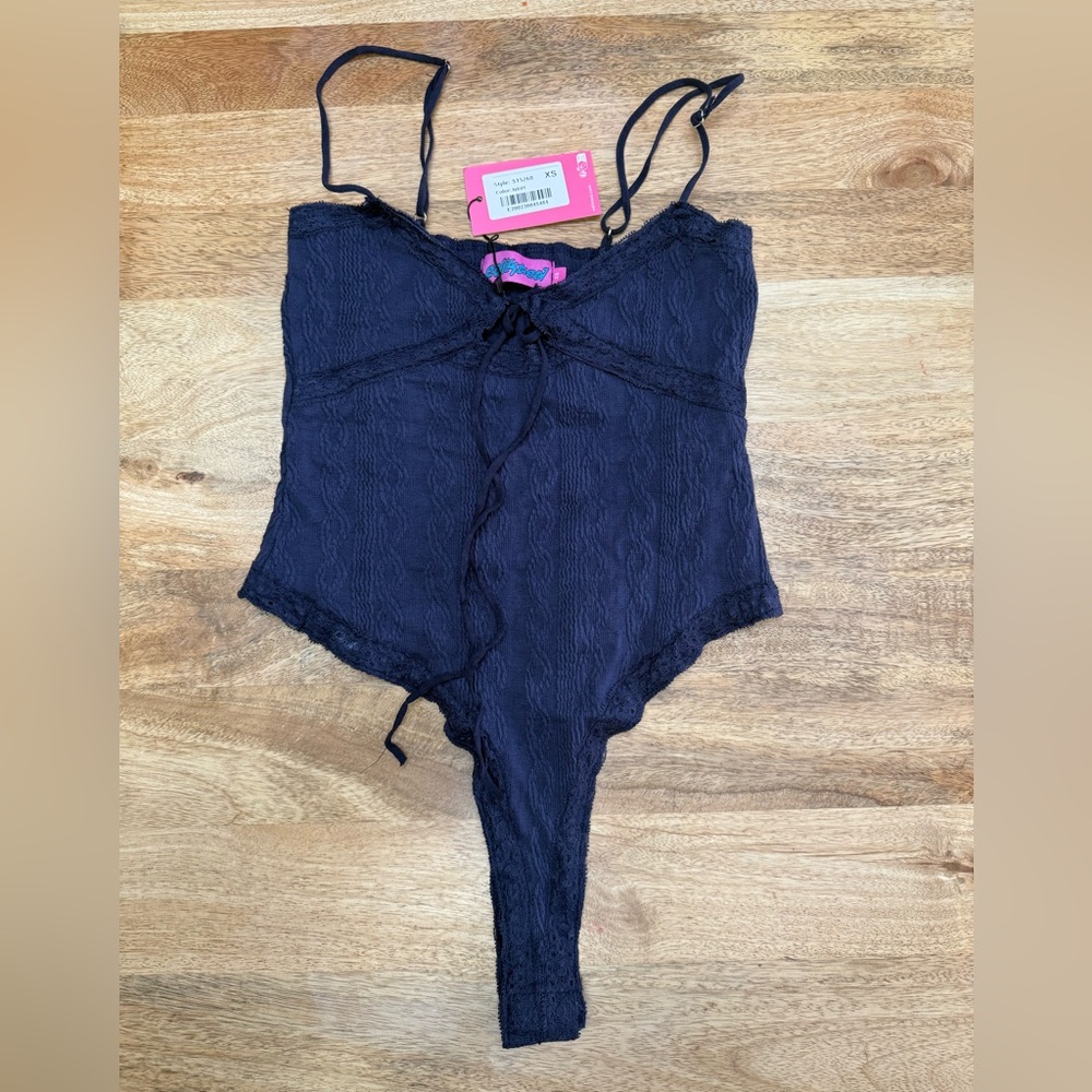 Editkted Navy Lace Bodysuit